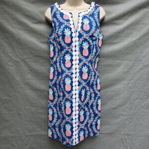 Crown & Ivy Womens US 6 Sleeveless Crochet Pineapple Tropical Sheath Shift Dress